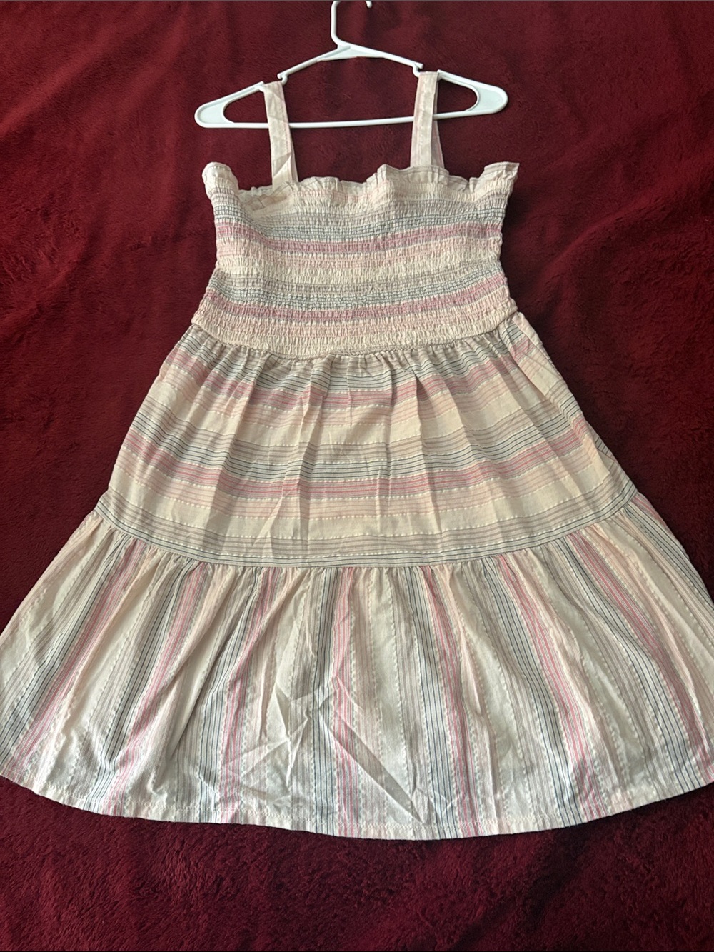 Speechless White Sundress with Pink & Light Blue Stripes